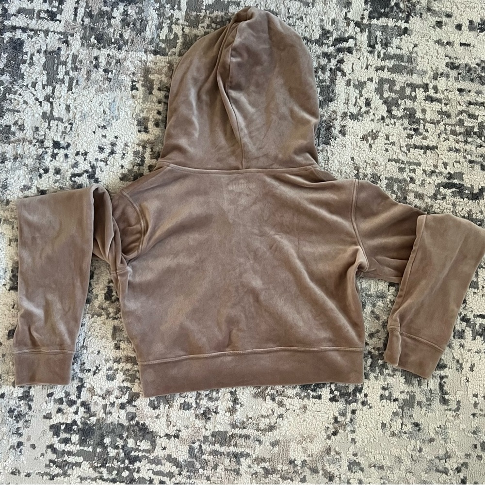 Y2K Hollister Chocolate Brown Velour Zip Hoodie cropped - Picture 5 of 5